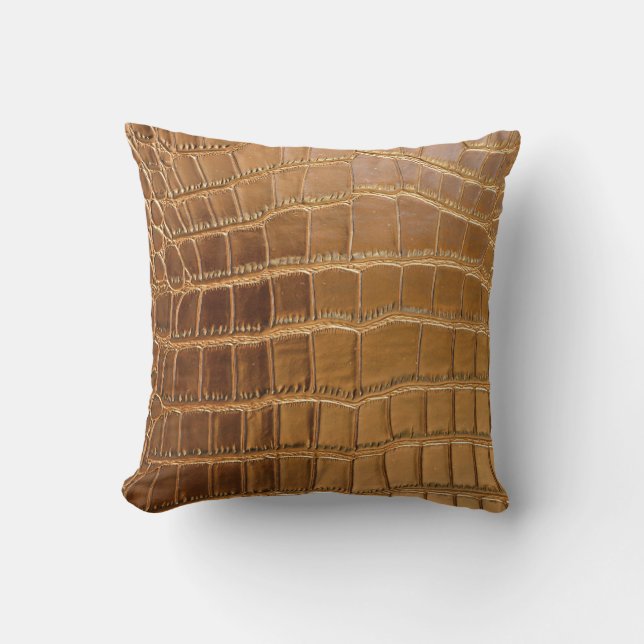 Faux Crocodile Leather Animal Skin Pattern Cushion (Front)