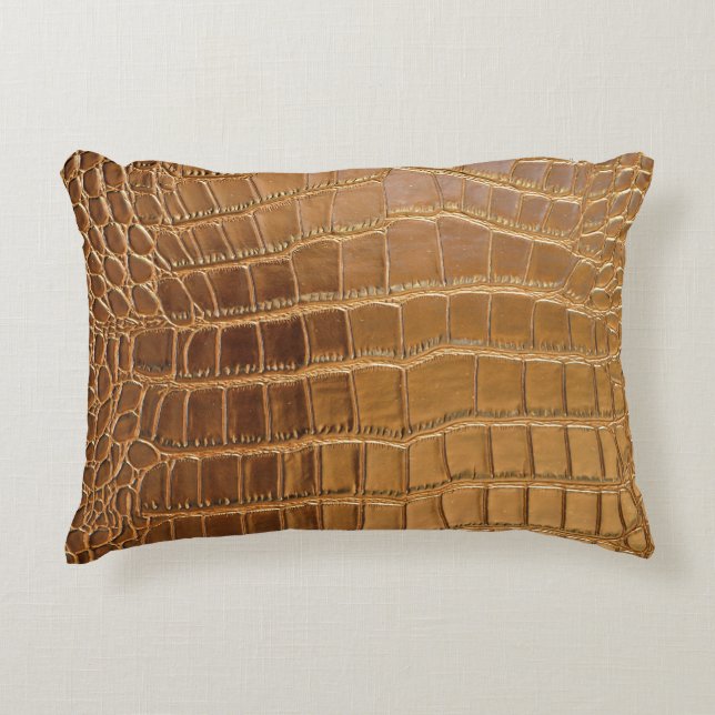 Faux Crocodile Leather Animal Skin Pattern Decorative Cushion (Front)