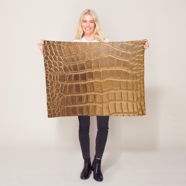 Faux Crocodile Leather Animal Skin Pattern Fleece Blanket (In Situ)