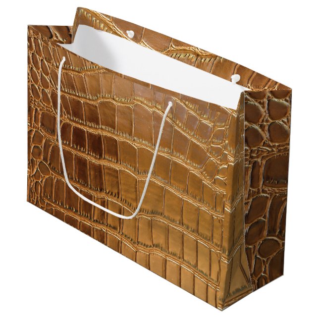 Faux Crocodile Leather Animal Skin Pattern Large Gift Bag (Front Angled)