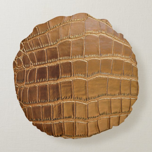 Faux Crocodile Leather Animal Skin Pattern Round Cushion (Back)