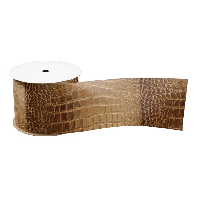 Faux Crocodile Leather Animal Skin Pattern Satin Ribbon (Spool)