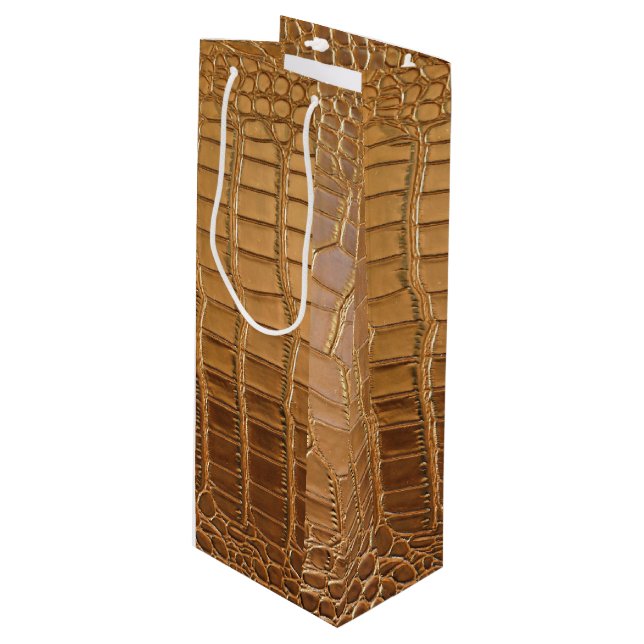 Faux Crocodile Leather Animal Skin Pattern Wine Gift Bag (Front Angled)