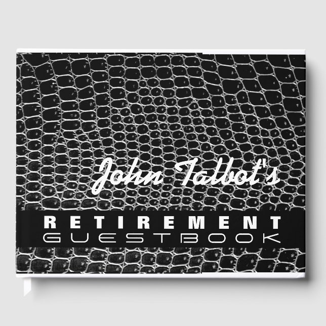 Faux Crocodile Skin Custom Retirement Guest Book (Front)