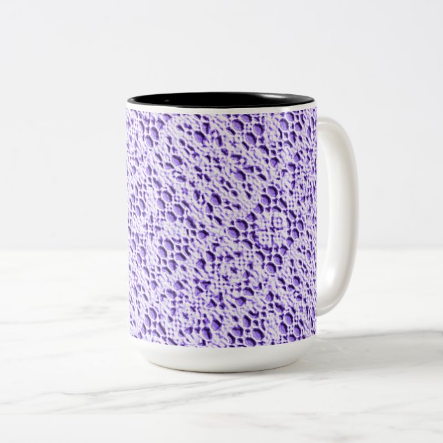 Faux Crotchet Mauve Two-Tone Coffee Mug (Front Right)