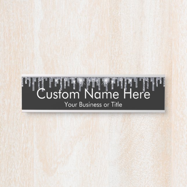 Faux Crystal Rhinestone Bling Beauty Salon Fashion Door Sign (Front)