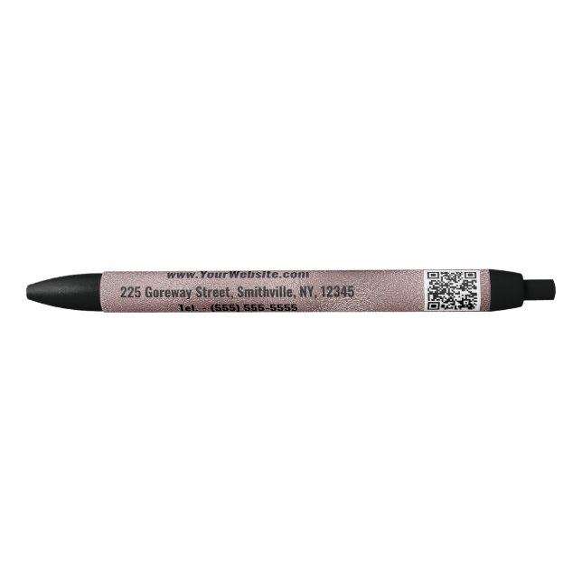 Faux Dark Pink Metallic Black Ink Pen (Front)