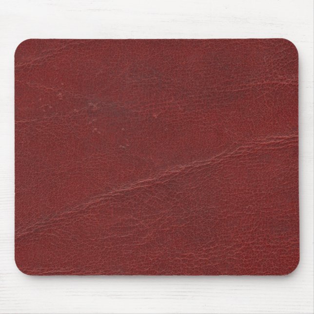 Faux Dark Red Leather Mouse Mat (Front)