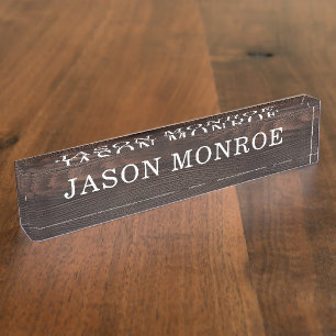 Faux Dark Wood Grain Nameplate