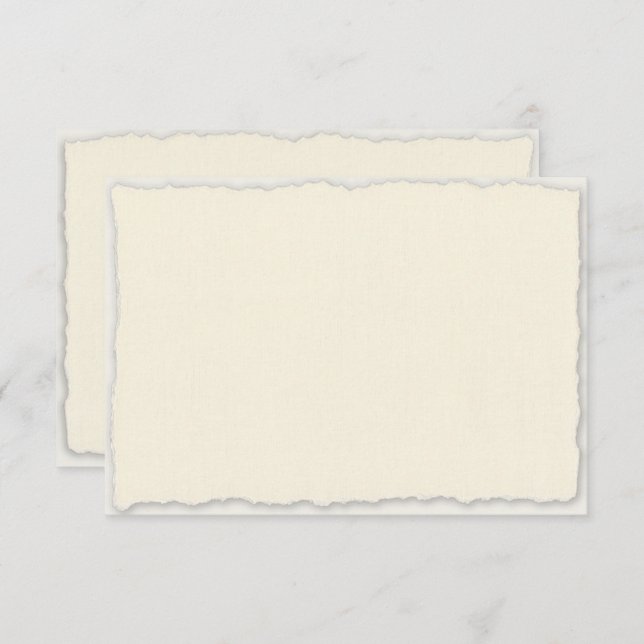 Faux Deckle Edge Ivory White Wedding Horizontal RSVP Card (Front/Back)