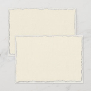 Faux Deckle Edge Ivory White Wedding Horizontal RSVP Card