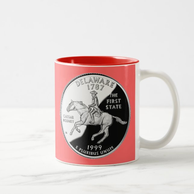 Faux Delaware State Quarter Two-Tone Coffee Mug (Right)