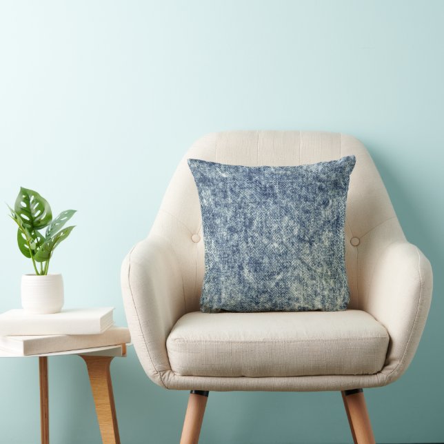 Faux Denim Acid Wash Blue Jean Throw Pillow (Chair)