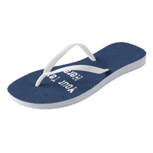 Faux Denim Flip Flops Personalised Text