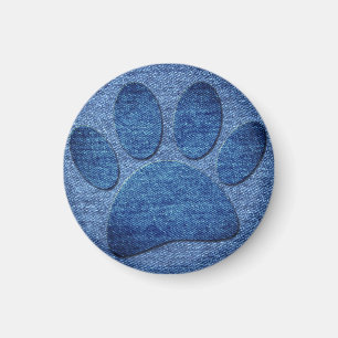 Faux Denim Jeans Dog Paw Print Magnet