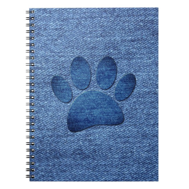 Faux Denim Jeans Dog Paw Print  Notebook (Front)