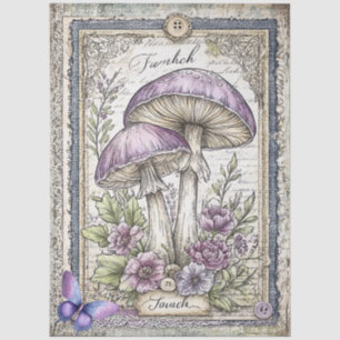 Faux Denim & Lace Fantasy Mushroom Decoupage Tissue Paper