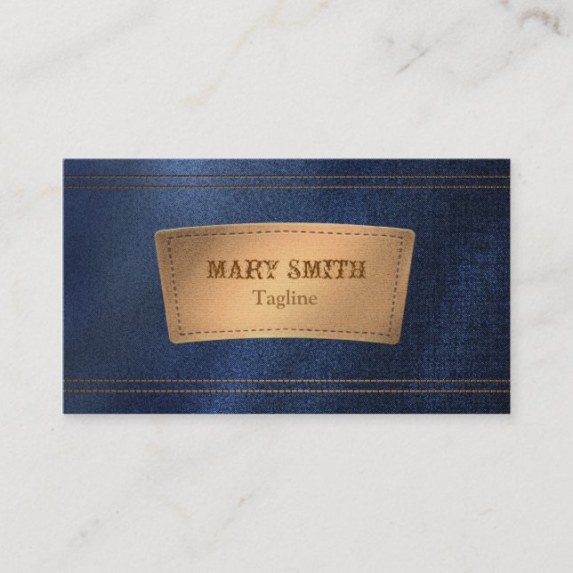 Faux Denim & Leather Boutique Business Card (Front)