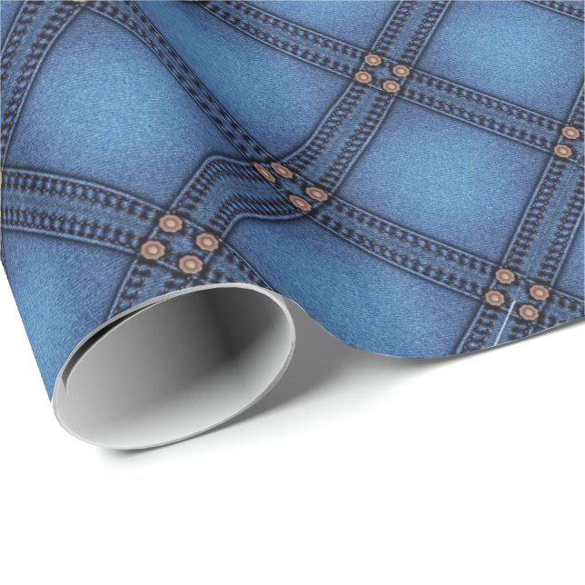 Faux Denim Texture Wrapping Paper (Roll Corner)