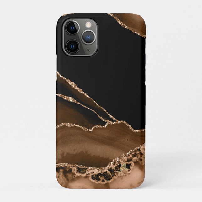 Faux Desert Brown Marbled Agate Contemporary Stone Case-Mate iPhone Case (Back)