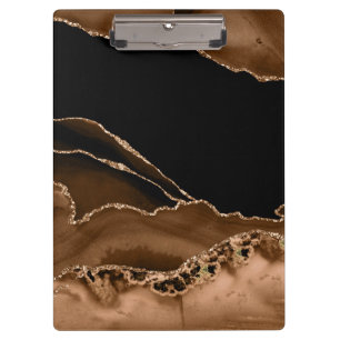 Faux Desert Brown Marbled Agate Contemporary Stone Clipboard