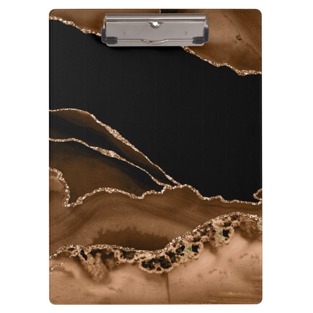 Faux Desert Brown Marbled Agate Contemporary Stone Clipboard (Front)