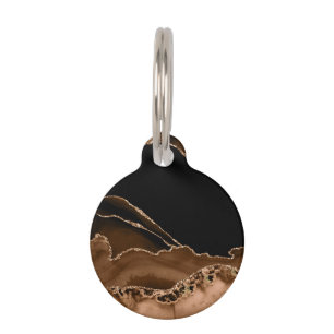 Faux Desert Brown Marbled Agate Contemporary Stone Pet Tag