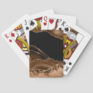 Faux Desert Brown Marbled Agate Contemporary Stone Playing Cards