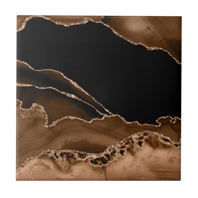 Faux Desert Brown Marbled Agate Contemporary Stone Tile (Front)