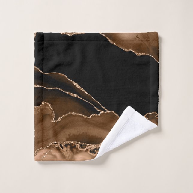Faux Desert Brown Marbled Agate Contemporary Stone Wash Cloth (Wash Cloth)