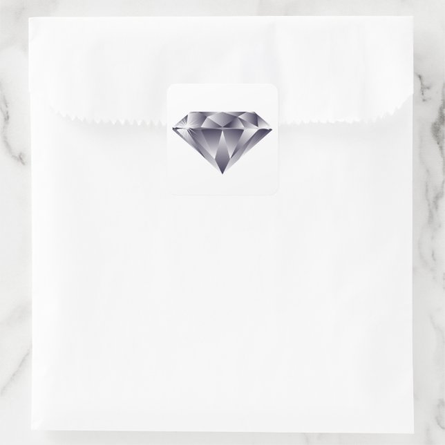 Faux Diamond Gem Sparkle Gemstone Jewel Crafts Square Sticker (Bag)