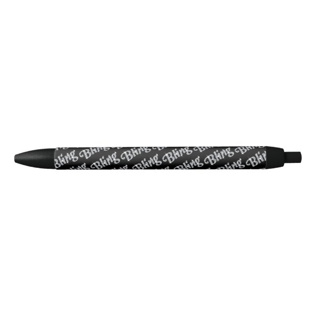 Faux diamond on black Bling design Ink Pen (Front)