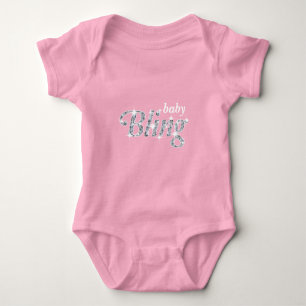 Faux diamond on pink 'baby Bling' design Baby Bodysuit