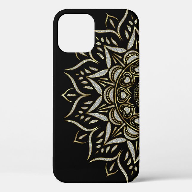 Faux diamonds texture mandala gold accent Case-Mate iPhone case (Back)