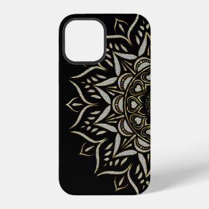 Faux diamonds texture mandala gold accent iPhone 12 case