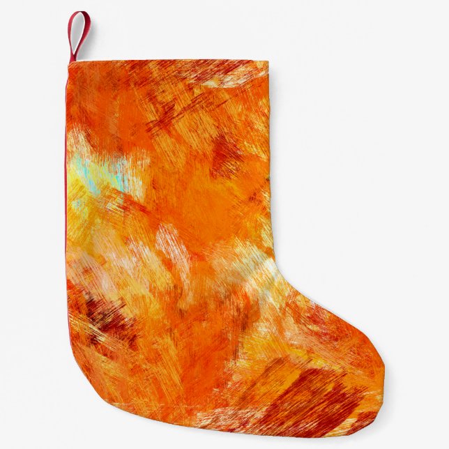 Faux digital brushstroke seamless texture. Colorfu Small Christmas Stocking (Front)