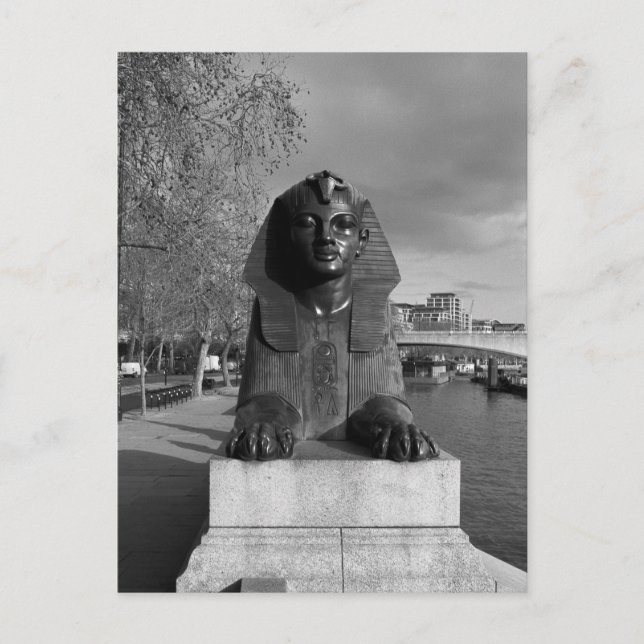 Faux-Egyptian sphinx, London UK Postcard (Front)