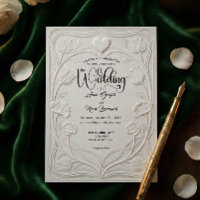 Faux Embossed 3D Relief Floral Formal Wedding
