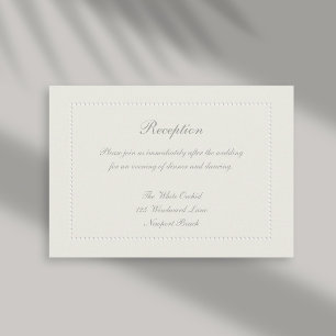 Faux Embossed Beaded Frame Ecru Reception Wedding Enclosure Card