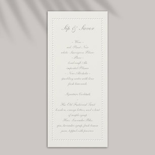 Faux Embossed Beaded Frame Wedding Bar Menu