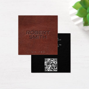 Faux Embossed Brown Leather Business Card