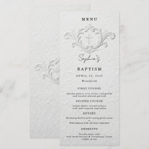 Faux Embossed Floral Baptism Flat Menu