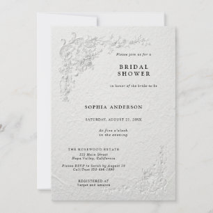 Faux Embossed Floral Bridal Shower Invitation