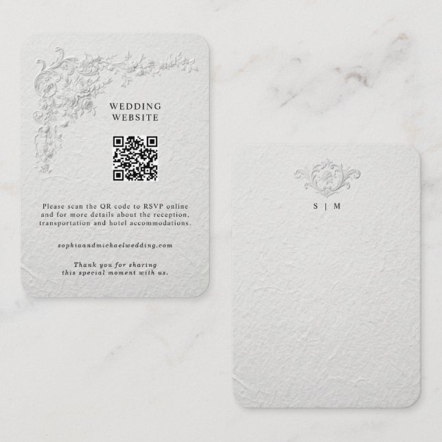 Faux Embossed Floral Enclosure Card (Front/Back)