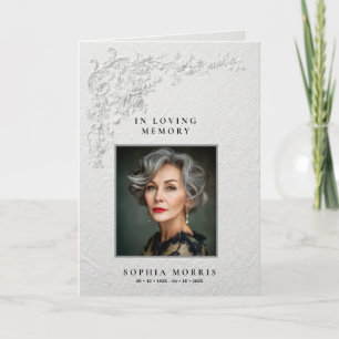 Faux Embossed Floral Memorial Funeral Program Card
