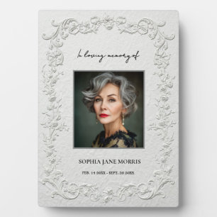 Faux Embossed Floral Memorial Photo Plaque
