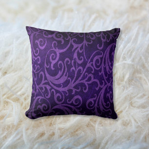 Faux Embossed Leather Violet Purple Swirl Cushion