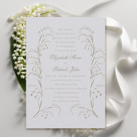 Faux Embossed Lily Valley Ivory Formal Wedding