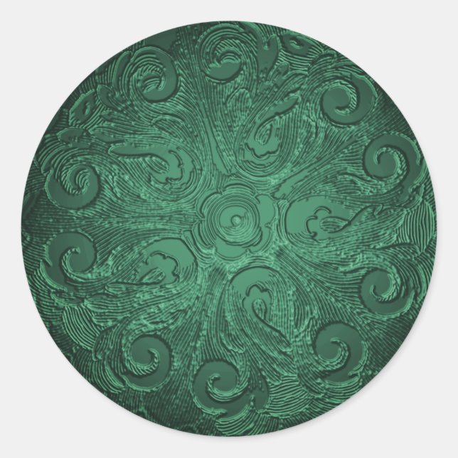 Faux Embossed Look Ornate Seal Emerald Green (Front)