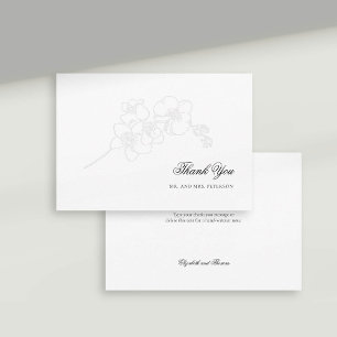Faux Embossed Orchids Elegant Wedding Thank You Card